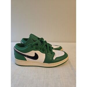 Nike Air Jordan 1 Low Pine Green 553560-301 Black White Green Size 5.5 YOUTH